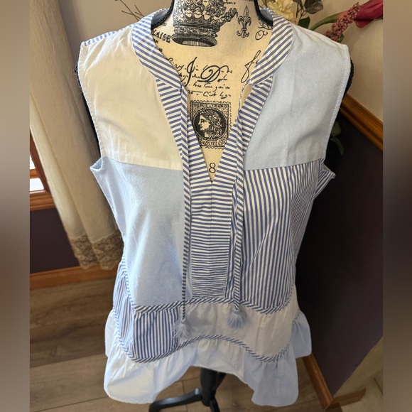 Vineyard Vines Size 8 Sleeveless Skiff Striped Mix Tiered Top - Picture 5 of 8